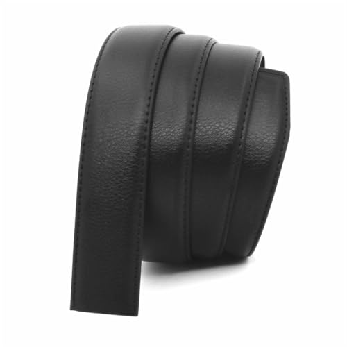 Image of ECOMISTIQ33mm Faux Leather Belt Strap Only, Replacement Waist Belt with Pre-Punched Holes, Formal Dress Belt Strap for Men & Women, Durable Buckle Belt, Adjustable DIY Repair Accessory, Black