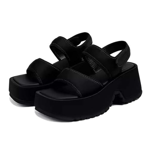 Women's Chunky Heeled Platform Roman Sandals Fashion Strappy Open Toe Adjustable Hook Fisherman Heeled Shoes Summer Increase Beach Wedge Sandals platforms for women