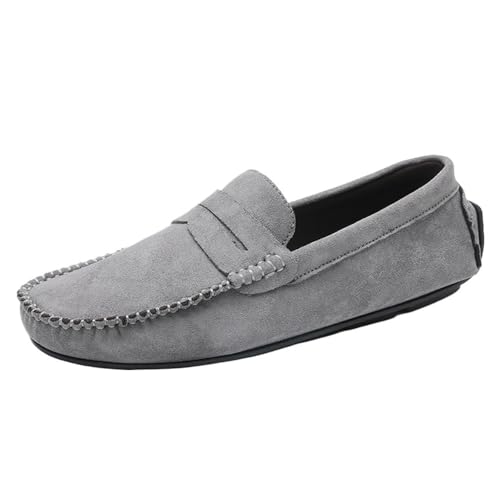 Loafers for Men Suede Vamp Loafer Stitching Details Round Toe Slip Resistant Anti-Slip Comfortable Lightweight Flat Heel Wedding Prom Slip-ons