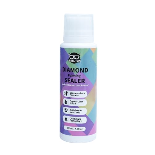 Breliter Diamond Painting Sealer, 120ML Clear Glue for Diamond Art, Quick-Drying Adhesive with Glossy Finish, Dustproof & Waterproof Protection, Shine Effect Conserver (4.1 fl oz)
