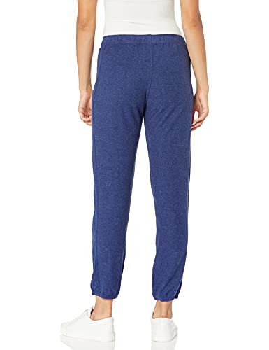 Monrow Women's Hb0570-Reversed Sweats W/Rib, Light Navy, Large #TOP1