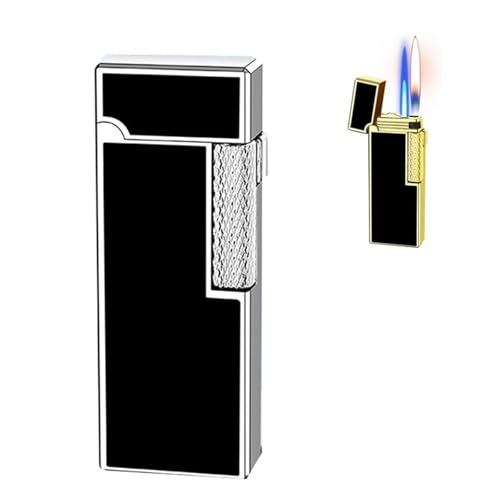 JCFHQGHR Accendino Antivento in Metallo a Doppia Fiamma con Fiamme commutabili, accensione Laterale, Camera a Gas visibile, Regalo for Uomo(G)
