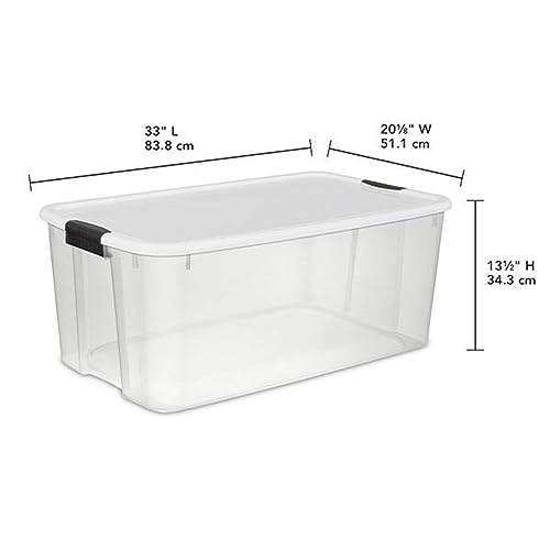 Sterilite 4-Pack Ultra Latching Box, Storage Bins with Lids, Clear Plastic, 116 Quart - Heavy-Duty Organizing Containers for Closet, Bathroom, and Office
