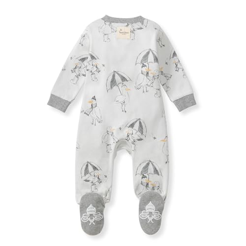 Image of Burt's Bees Baby unisex-baby Sleep & Play, Organic One-piece Romper-jumpsuit Pj, Zip Front Footed Pajama