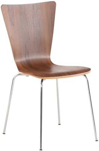 CLP Chaise empilable Aaron I Chaise de conférence Ergonomique avec Assise en Bois I Chaise Visiteur Peu encombrante avec Protections de Sol, Couleur:Noyer