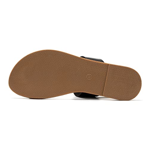 Image of Huayuanwell Women's Slide Sandals Slip On Flat Sandals Flip Flop Thong Sandals Casual Summer Sandals