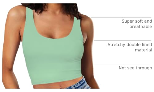 Image of Women's Sexy Sleeveless Crop Tops Double Layer Scoop Neck Cropped Tank Top