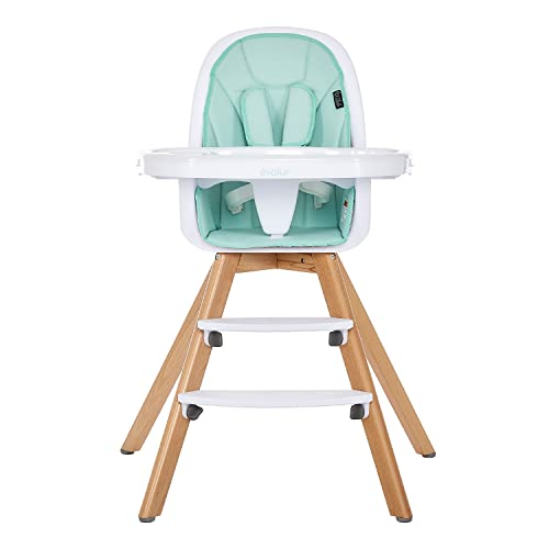 Image of Evolur Zoodle 2 in 1 Baby High Chair in Mint, Easy to Clean, Adjustable and Removable Tray, Compact and Portable Convertible High Chair for Babies and Toddlers
