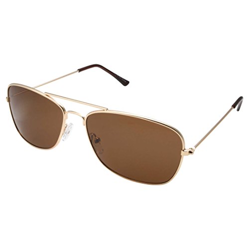 grinderPUNCH Square Aviator Sunglasses Regular Size - Gold Frame with Brown Lens