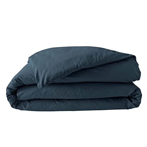 douceur d'intérieur, Percale Duvet Cover (240 x 220 cm) Midnight Blue Cotton Percale
