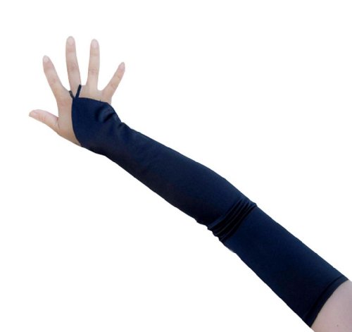 SACASUSA (TM) 19 inch Long Fingerless Satin Gloves in Navy Blue - //coolthings.us