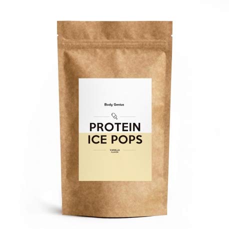 BODY GENIUS Protein Ice Pops (Vainilla). 340g. Helados Proteicos. Preparado en Polvo. Sin azúcares añadidos y con porteína de leche. Hecho en España.