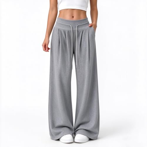 Womens Wide Leg Sweatpants Butt Lifting High Waist Sweat Pants with Pockets - image 5