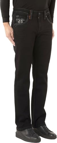 Rock Revival - Mens Justinn J203R Straight Jeans, Color Black, Size: 30W x 32L3