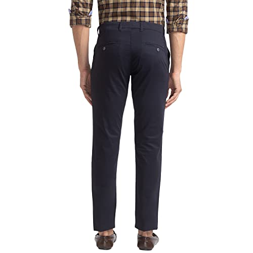 Image of Parx Men's Cotton Blend Solid Pattern Low Rise Tapered Fit Flat Front Casual Trouser