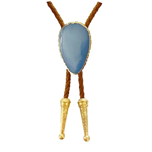 Image of Daisy Del Sol Gemstone Bolo Tie Braided Vegan Faux Leather Natural Stone Gold Handmade Necklace Adjustable Boho Western Jewelry