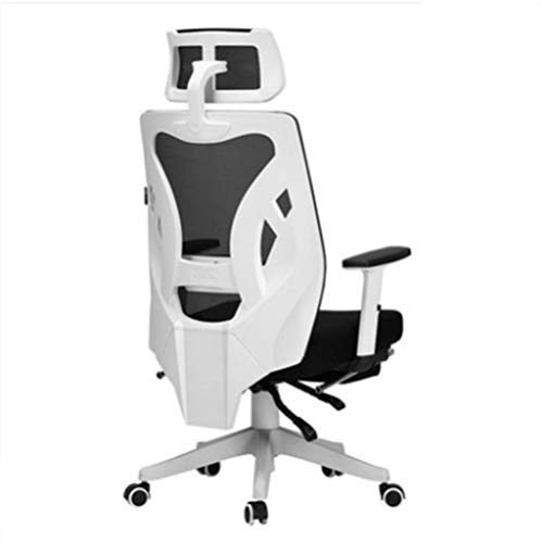 Preisvergleich Produktbild Ljings Gaming-Stuhl, atmungsaktiver Netzstoff, Chefsessel, höhenverstellbarer Sitz, Lendenwirbelstütze, einziehbare Fußstütze, ergonomischer Bürostuhl, Weiß