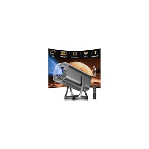 Proyector Portátil 1080P Soporte 4K con WiFi 6 Bluetooth 5.4, Mini Portable Proyector 22000 Lúmenes Android 12.0, 270° Rotation Auto Keystone Zoom Ajustable Compatibile HDMI USB TF Laptop PC Teléfono