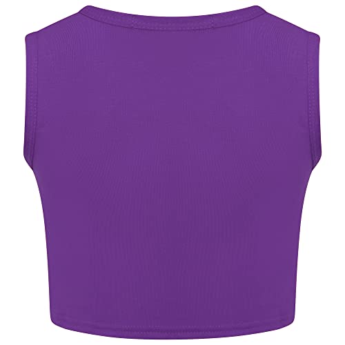 Loxdonz Girl's Kids Basic Crop Tank Tops Sleeveless Racerback Muscle Crop Tank Vest Top2