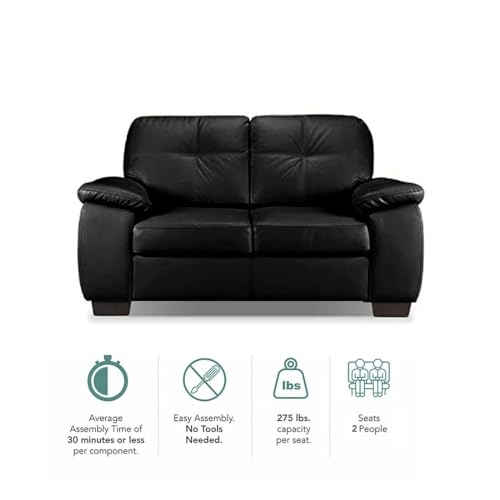 Image of Torque Antos Leatherette Sofa Set 2 Seater-Black | Two Person Sofa Couch with Cushioned Seating | 2 Seater Sofa for Home Office Furniture Festival Gifts