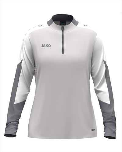 JAKO Damen Ziptop Dynamic, hellgrau/weiß/grau, L – Ansicht 1