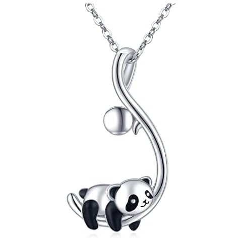 Collar de plata 925 con colgante de panda y piedra lunar CHENGHONG Cover