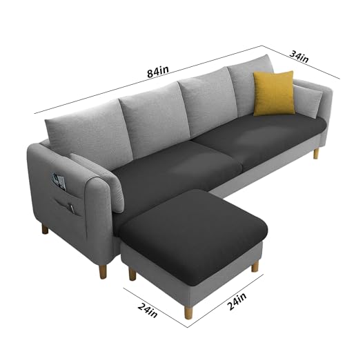 Image of Globin 3 Seater Sofa with Center Table Set for Living Room (Turquise) Premium Fabric Sofa (Black Grey)