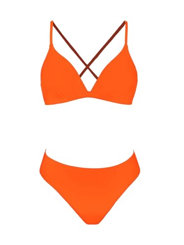 Image of CUPSHE Bikini Set for Women Two Piece Swimsuits V Neck Low Rise Crisscross Back Self Tie Spaghetti Straps