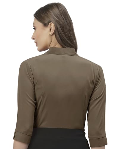 Image of EYEBOGLER Women Polo Solid 3 /4 Sleeve Regular Fit Casual Shirt
