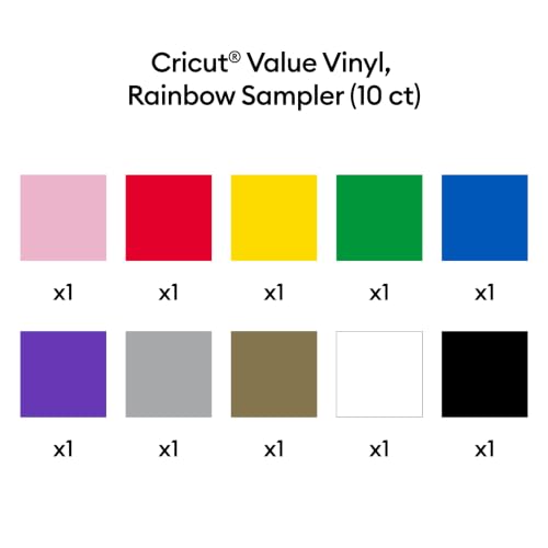 Image of Cricut Value Permanent Vinyl - 10ft Rainbow Sampler (12in x 12in Sheets)