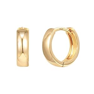 PAVOI 14K Yellow Gold Plated Sterling Silver Post Huggie Earrings | Small Hoop Earrings |Gold Earrings for Women