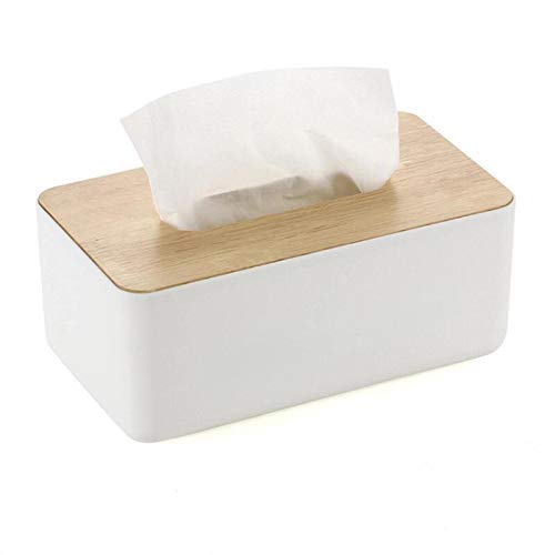 MAX HOME® 1pc Square Shape Wooden Cover Plastic Tissue Box Holder | Paper Napkin Holder Case | Tissue Holder Dispenser Organizer for Car Decor Home Room Hotel