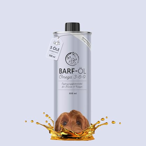 Annimally BARF-Box für Hunde mit Barf Öl 500ml & Super-BARF Pulver Mix 500g für die optimale Versorgung und ideale Ergänzung zur Rohfütterung, natürliche Nährstoffversorgung für BARF & Frischfütterung