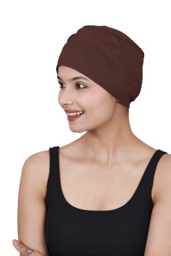 Image of The Headscarves Women Silky Soft Bamboo Viscose Sleep Cap for Hair Loss Chemo Headwear Skull Cap Free Size (Multicolor) (HS3 Multicolor)
