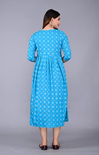 Image of Dhruvi Women's Rayon Anarkali Maternity Dress & Feeding Kurti with Zippers