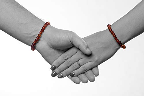 AMBERAGE Natural Baltic Amber Bracelet for Adults (Women/Men) - Hand made From Raw-Unpolished/Certified Baltic Amber Beads(6 Colors)4