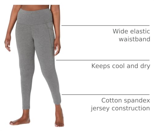 Jockey Women's Cotton Stretch Basic 7/8 Legging with Side Pocket Charcoal - image 3