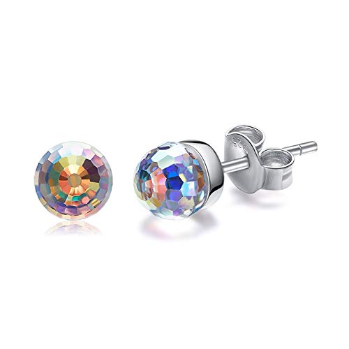 Boucles d'oreilles en argent 925 et cristaux ronds colorés pour femme