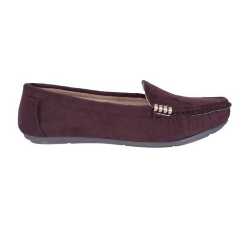 Image of CatBird Women's Suede Finish Loafers | Slip-On Flat Shoes with Minimal Metal Detail | Soft Cushioned Footbed and Flexible Grip Sole | Ideal for Office, Everyday Wear, Travel and Casual Outings