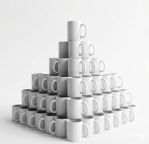 Genérico Tazas de Sublimación AA, Color Blanco, Cerámica, Lote de 36 Unidades