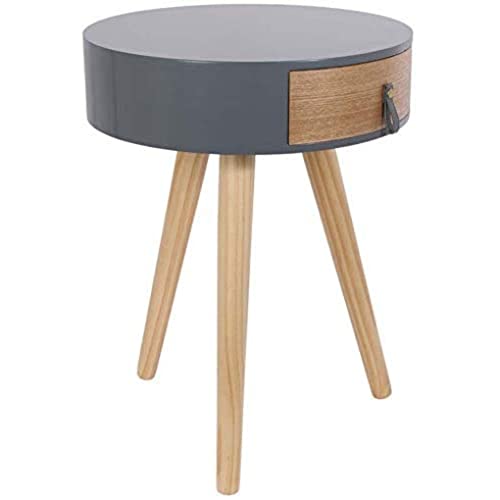 HOME DECO FACTORY Nora Gris 34.5X34.5X47Cm Mobilier Meuble Table De Chevet Lit Chambre, Bois-MDF, 35 x 35 x 46,5
