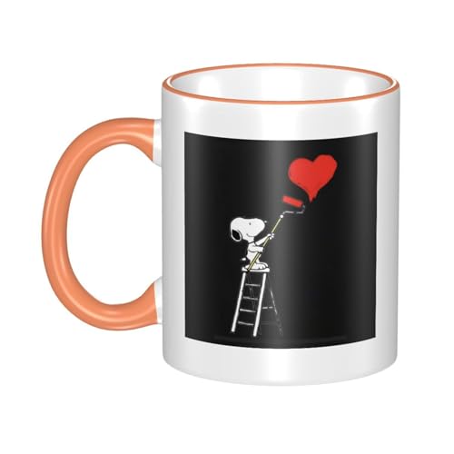 スヌーピー マグカップ 保温・保冷 電子レンジ対応 コーヒーカップ 陶器 セラミック 耐高温 軽量 個性人気 誕生日プレゼント大容量 Orange