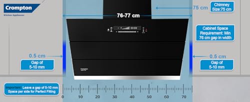Image of Crompton QuietPro Plus BLDC 1800m3 /hr 75cm Slant Chimney| Filterless Intelligent Autoclean| Built In Oil Collector| Touch+Motion Sensor Control|10Yrs Motor & 2Yrs Overall Warranty (CHD-QPPI75FLE-IND)