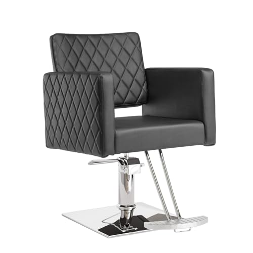 LEADZM Professioneller Friseurstuhl mit 360° Drehung und hydraulischer Pumpe, Barberstuhl Höhenverstellbar, Kapazität 250 kg Frisörstuhl für SPA Schönheit (Schwarz)