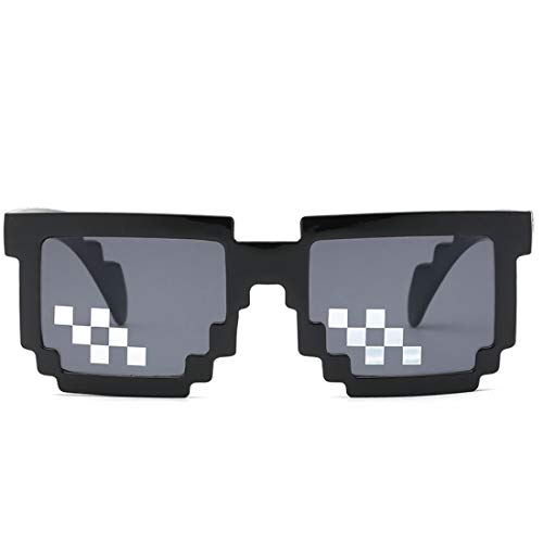 Image of DC DECORIO Thug Life Sunglasses Pixel Gangsta Life Funny Novelty Shades (Black) (BLACK BIG)
