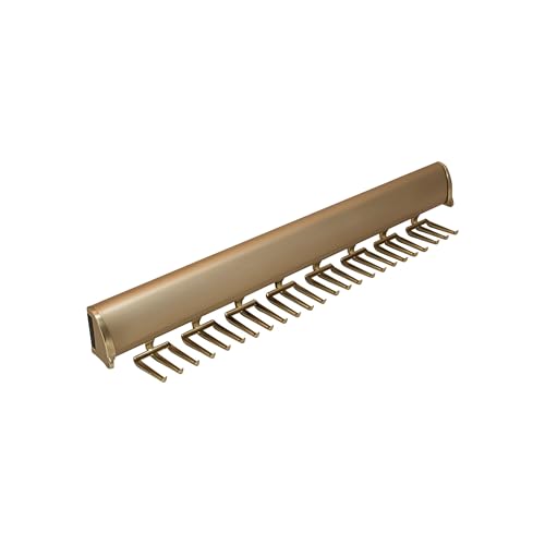 Brixwell QIL9-003 Tie Rack, 24 Hook with Full Extension Slide Matt Gold Finish