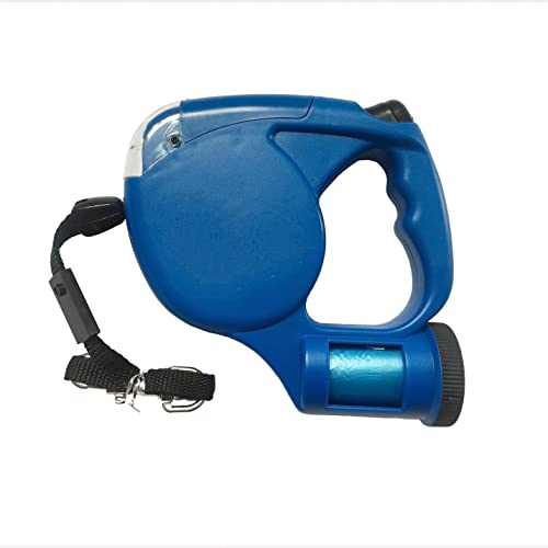 XKUN Pettorina Cane Guinzaglio del Cane LED della Torcia Elettrica Automatica della Roulette Retrattile del Dog del Guinzaglio della con La Borsa della Spazzatura-Blue,4.5M