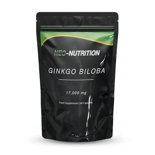 Organic Ginkgo Biloba Extract 17 000mg High Strength Formula 60 Vegan Capsules Resealable and Recyclable Pouch UK