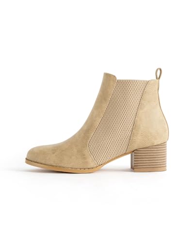 Low Heel Ankle Boots for Women Chunky Block Heel Elastic Gore Chelsea Boots Slip On Comfortable Short Boots Round Toe Black Brown Heeled Booties for Fall Winter2