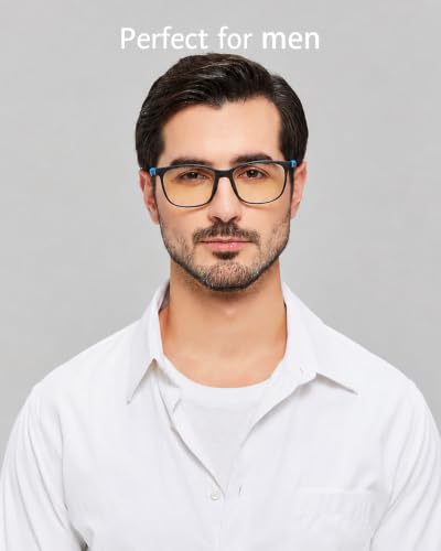 Image of ANRRI Blue Light Blocking Glasses Anti Eyestrain Lens Lightweight Frame Eyeglasses Black Blue Frame Men /Women